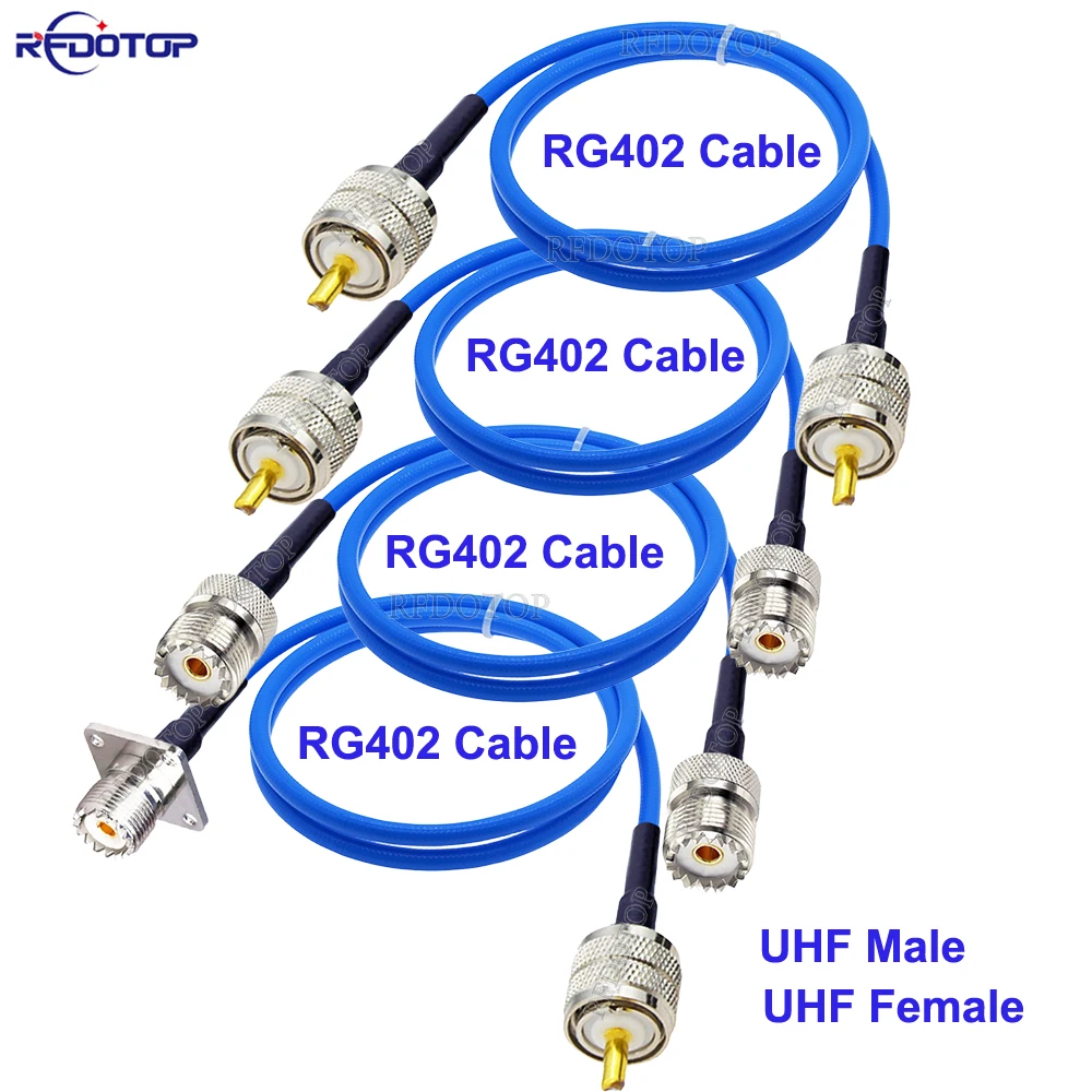 1Pcs RG402 UHF to UHF RF Connector High Frequency Blue Jacket Semi Flexible Low Loss 50 Ohm Coaxial Cable