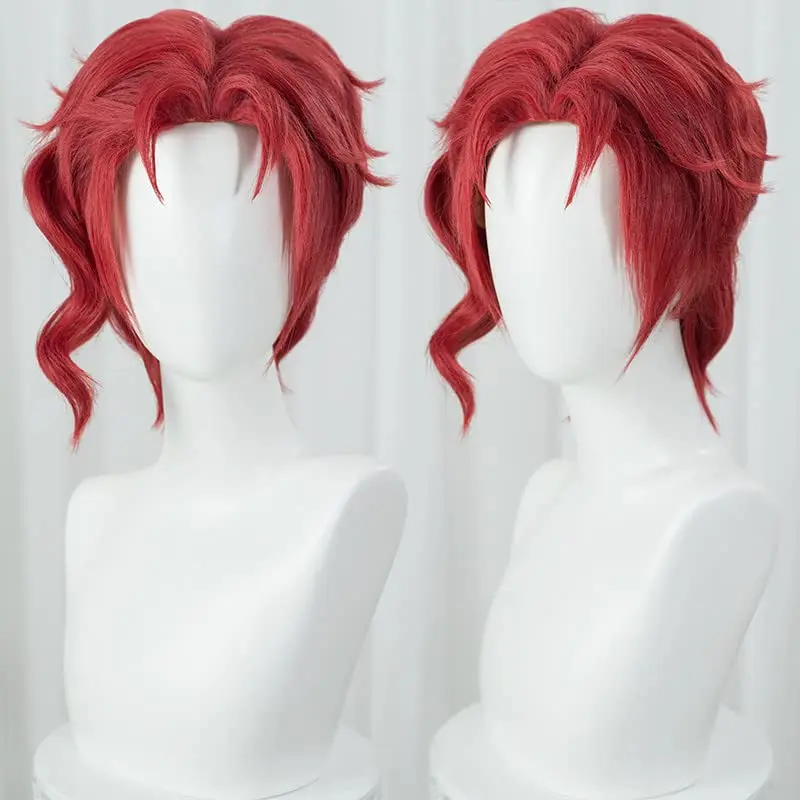 

Kakyoin Noriaki из JOJO 14 "красные вьющиеся короткие высокотемпературные волокна синтетические волосы косплей парик + шапочка для парика