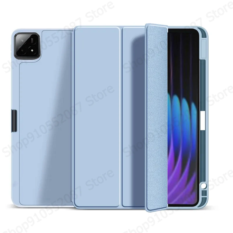 Hülle für Xiaomi Pad 7 mit Stifthalter, dreifach faltbar, aus PU-Leder, weiche Rückseite, Standfunktion, für Xiaomi Pad 7, Xiaomi Pad 8 Pro Hülle, 11,2 Zoll