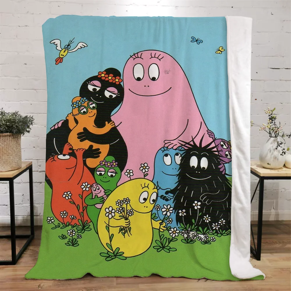 Les-Barbapapa Throw Blanket King Size Fluffy Plaid Throws Blankets for Sofa Luxury Bedding Beach Towel Home and Decoration Knee