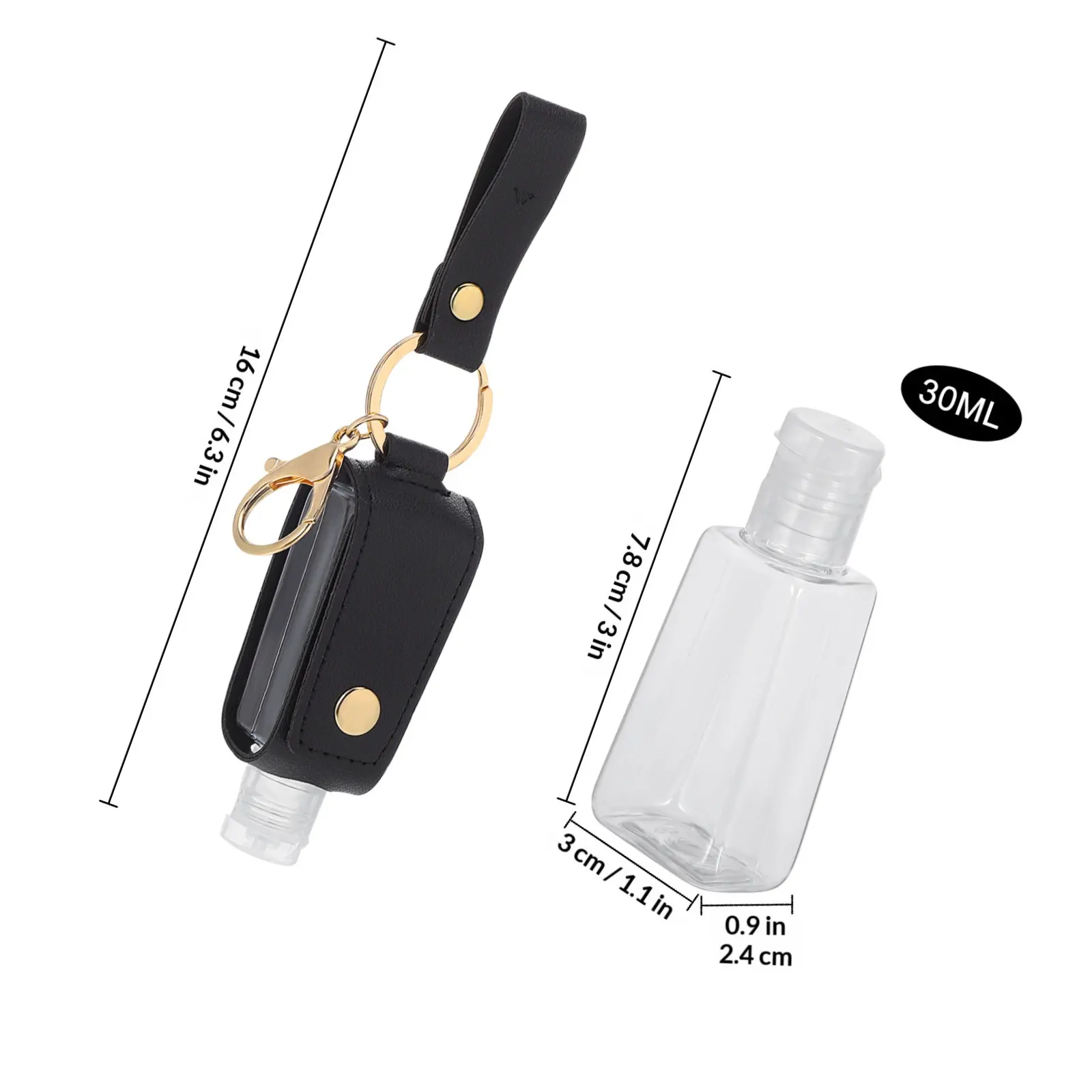1Set Keychain Bottle Holder Portable Empty Bottle Cover Plastic Travel Hand Case Container Keyring Pendant