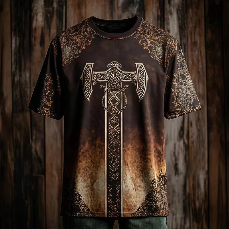 Retro Tribal Ethnic Pattern 3D Print Breath Quick-dry Men's Plus-size Tshirt Outdoor Street Fashion Casual Parent-Child Clothing