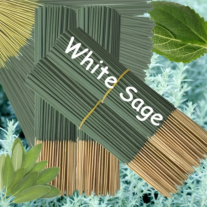 High-Quality White Sage Incense Sticks, 22cm Long Thickened Handmade Bamboo Incense Sticks, with Natural Fragrance, Long-Lasting Scent, Perfect Choice for Meditation, Yoga, Massage, Home, Hotels, and Spas