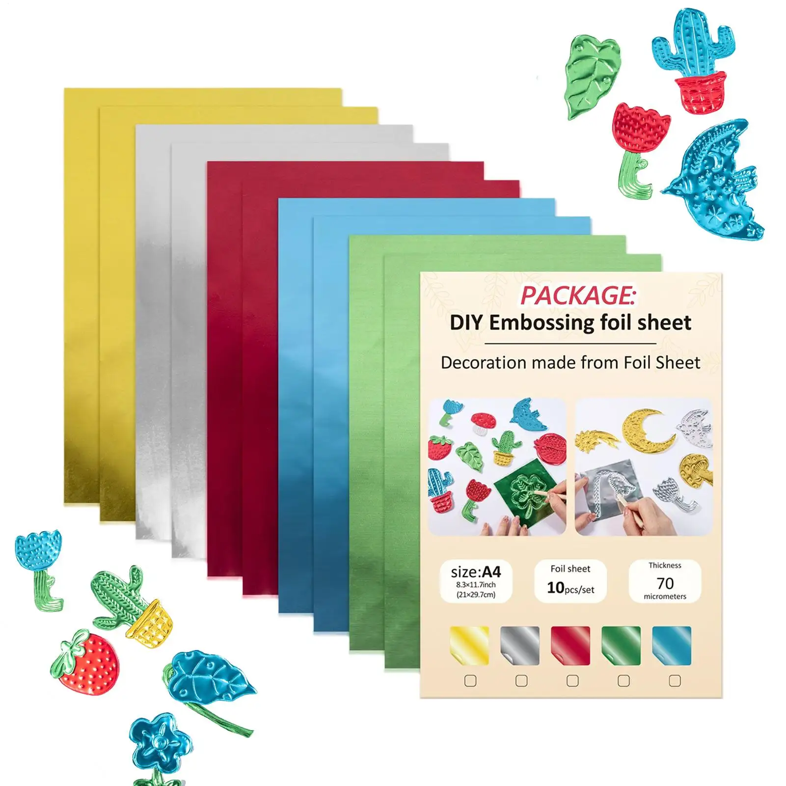 

Embossing Foil Sheets Art Metal Aluminum Sheets Double-Sided Embossing Foil For Handcrafts Home Scrapbooking School Classroom