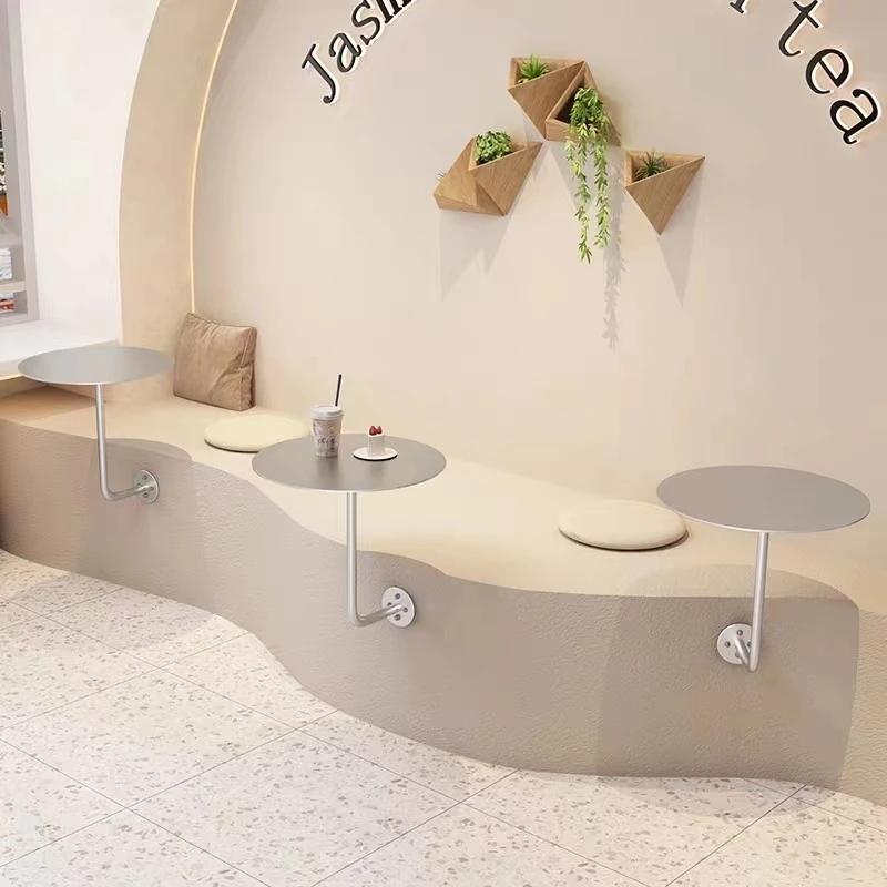 Simple and Modern Milk Tea Shop Cafe Card Table Against The Wall Hanging Table Dessert Shop Wall Mounted Round Table