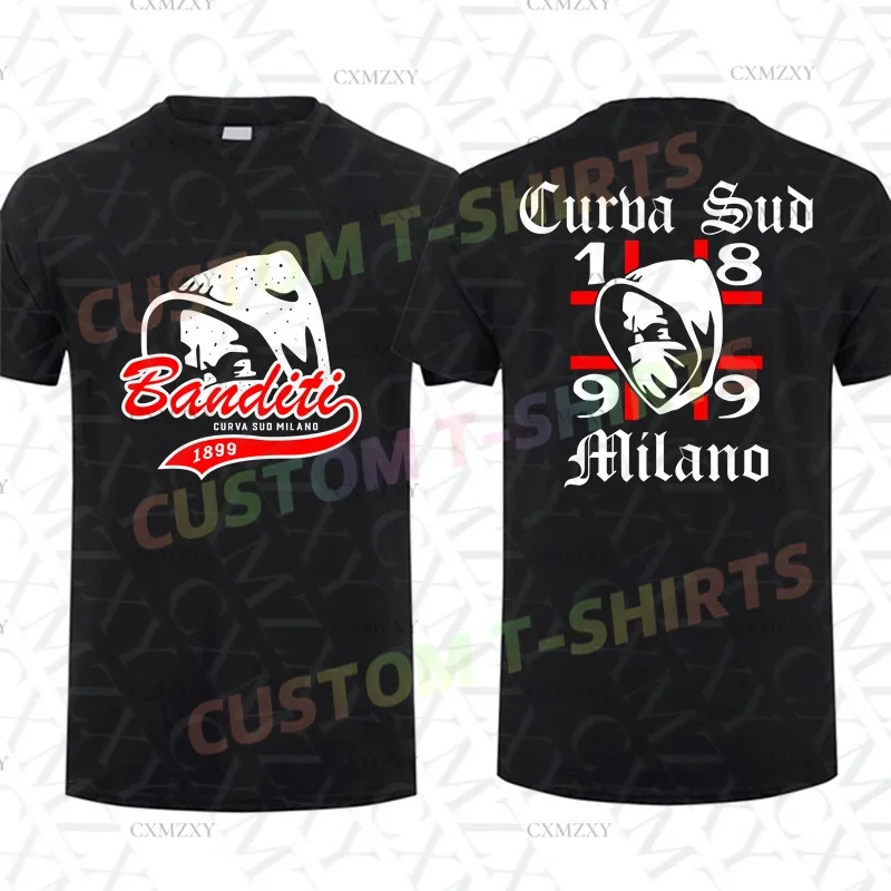 Camiseta informal para hombre, camiseta gráfica de Milan Curva Sud Milano Ac, camisetas deportivas de verano, camisetas de manga corta, ropa informal 100% de algodón, S-3XL