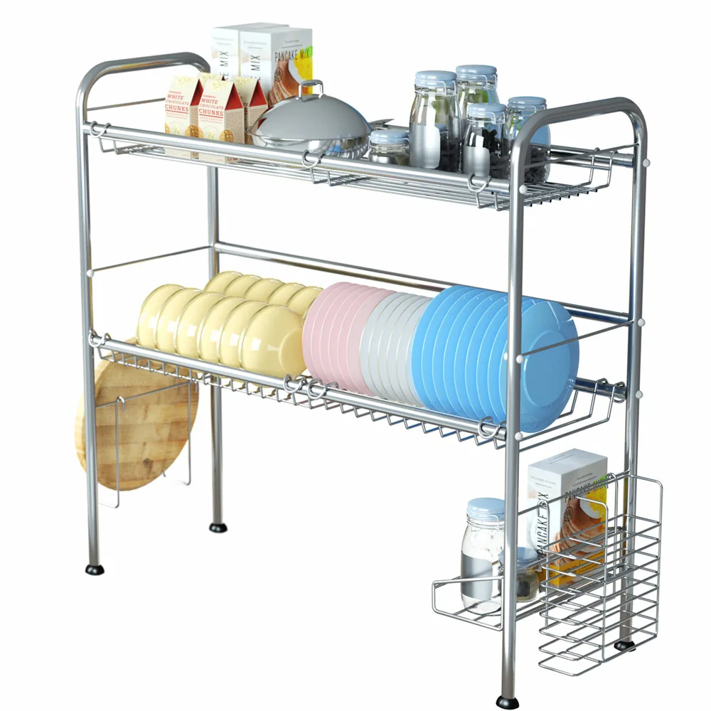

Portable Plate Rack Holder Tableware Dish Organizer Stainless Steel Over The Sink Washbasin Drain Bowl Shelf Kitchen Accessories