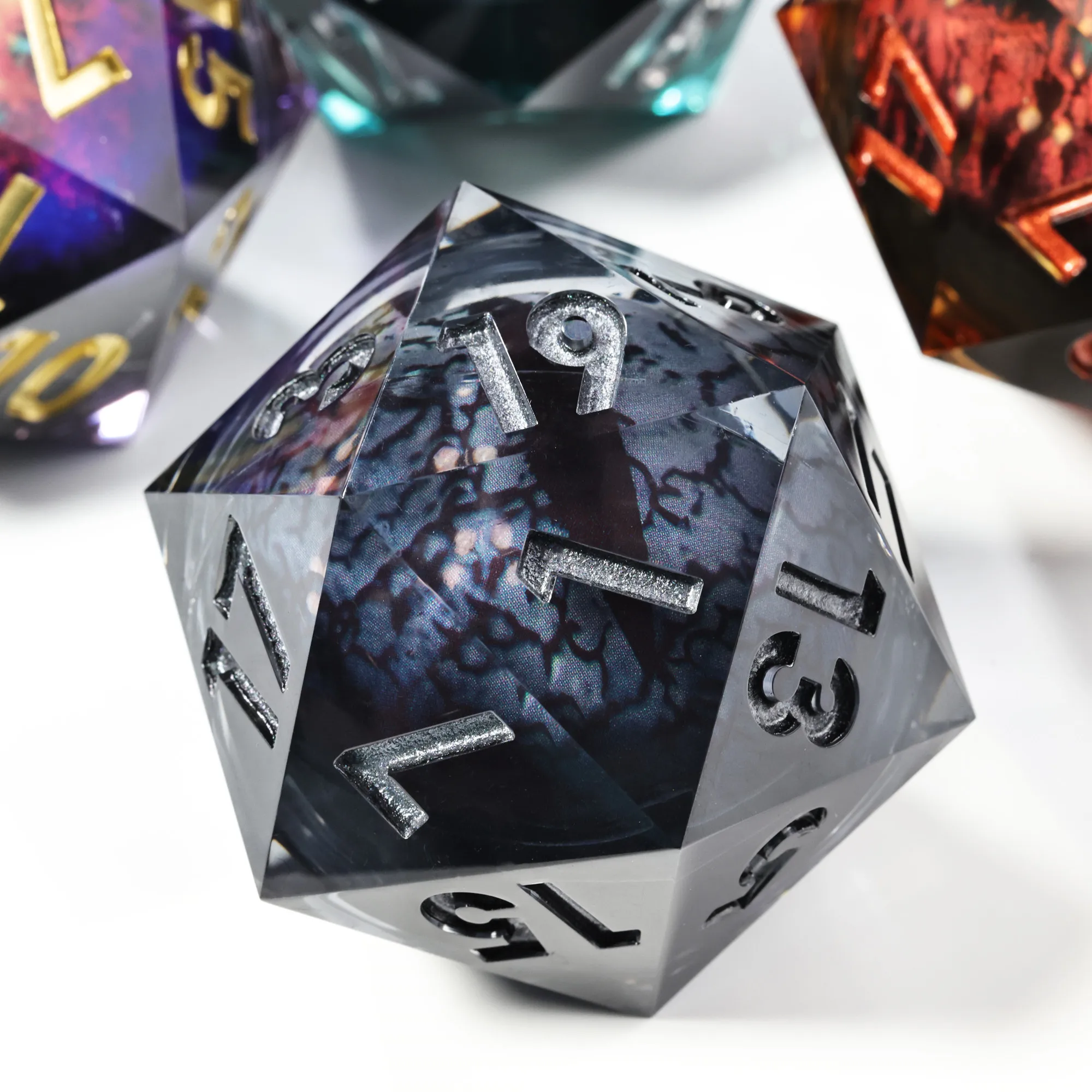 MINI PLANET 50mm D20 Dragon Eye Dice DND D20 Dice With Sharp Edges For TRPG Polyhedral Resin 20 Sided Large Dice Desktop Game