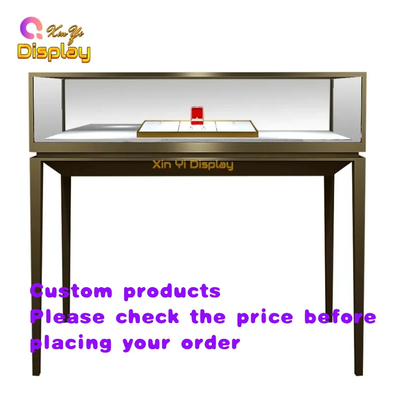 custom.Customized Modern Stainless Steel Jewelry Display With LED Lighting Durable & Heavy Duty Eco-Friendly Metal Show