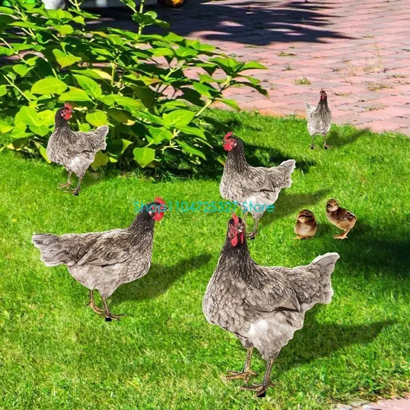D8KF Rooster Decorative Garden Stakes Outdoor Decoration Animal Chicken Ornaments