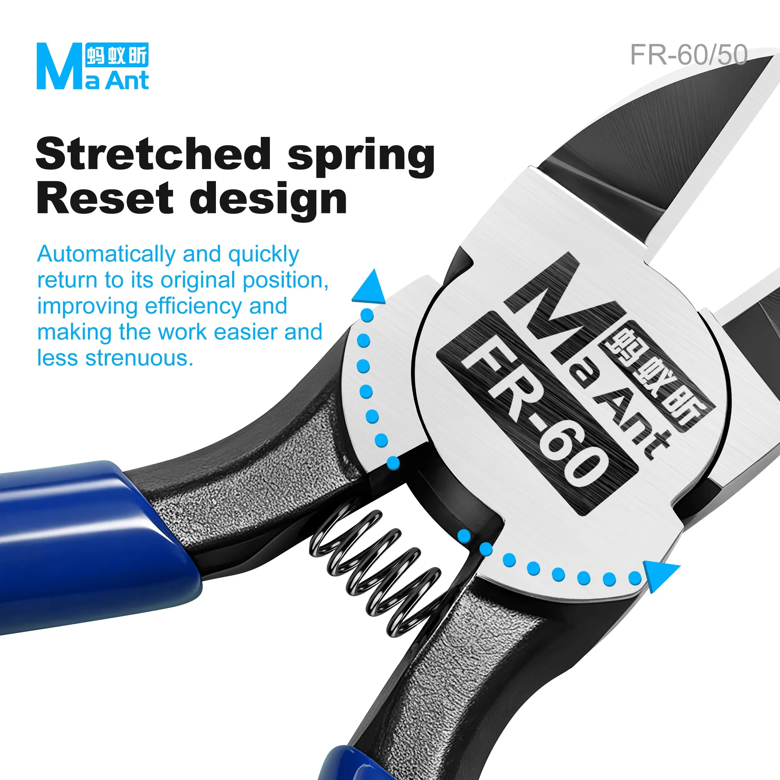 MaAnt FR-50 FR-60 Sharp Edge Cutting Pliers High Carbon Steel Spring Return Diagonal Cutter for Wire PCB Pins Plastic Repair