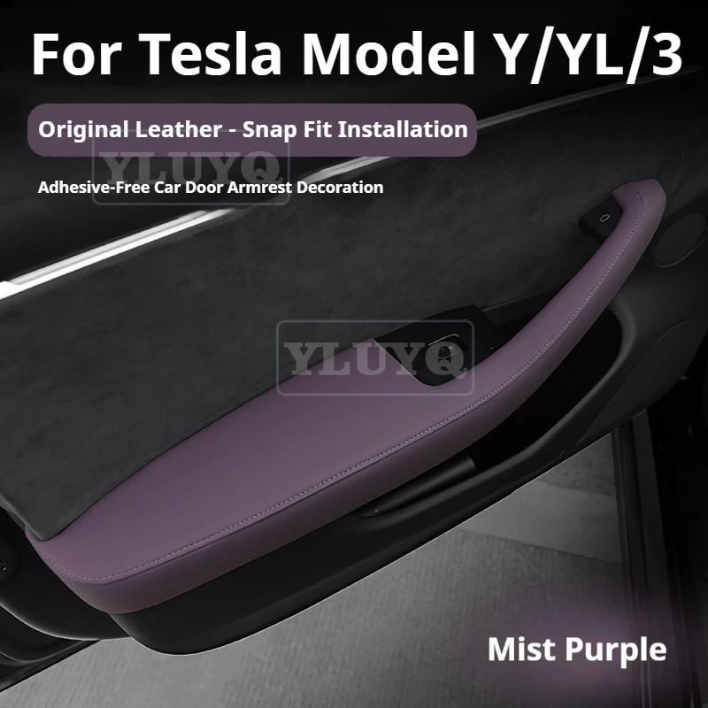 

for Model 3 For Tesla Model Y Door Handle Protective Cover Highland 2025 2026 Leather Interior Modification Accessories