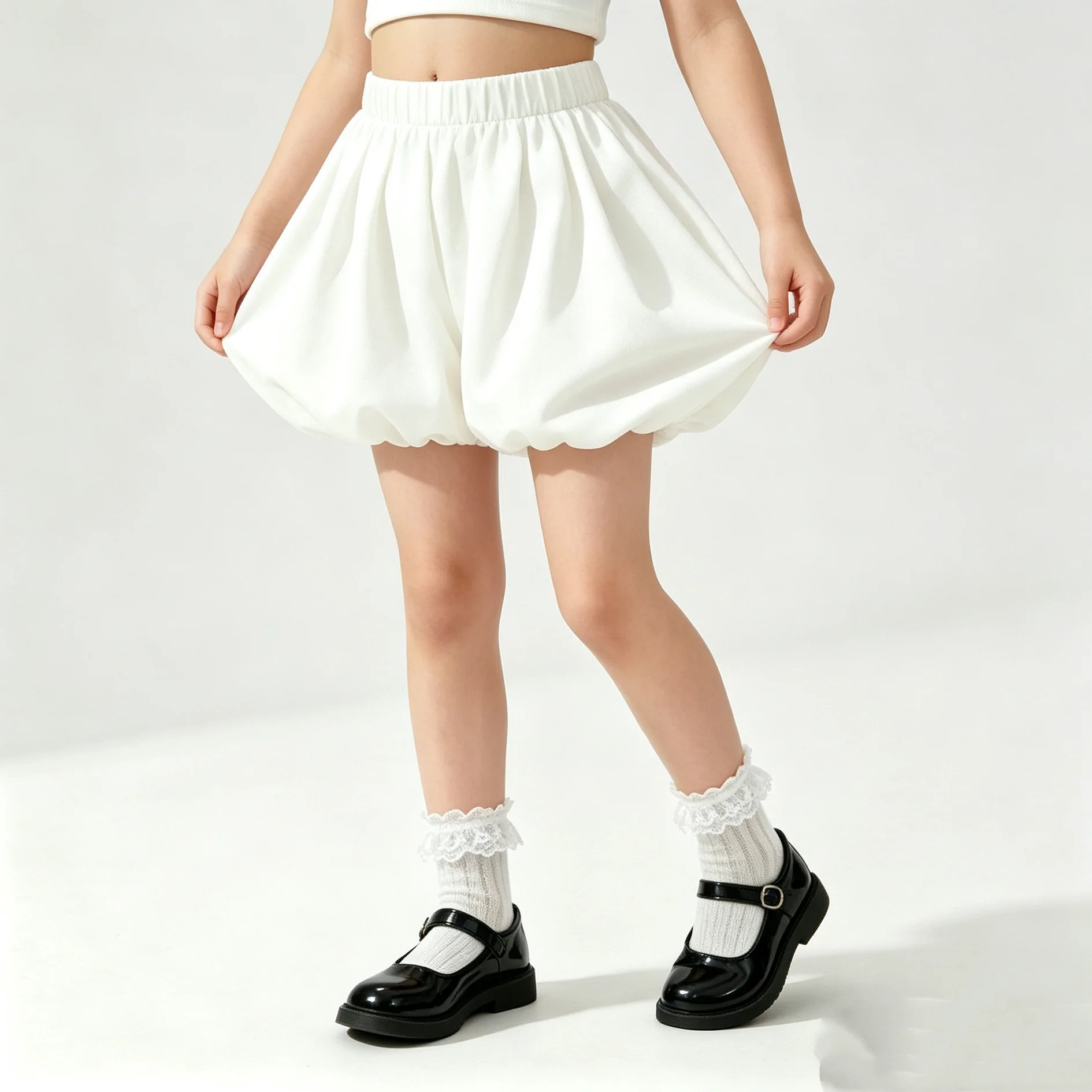 여학생 버블 스커트 블루머스 신축성 허리 퍼프 스커트  - Outdoor Sport Outfit 리뷰 및 가격