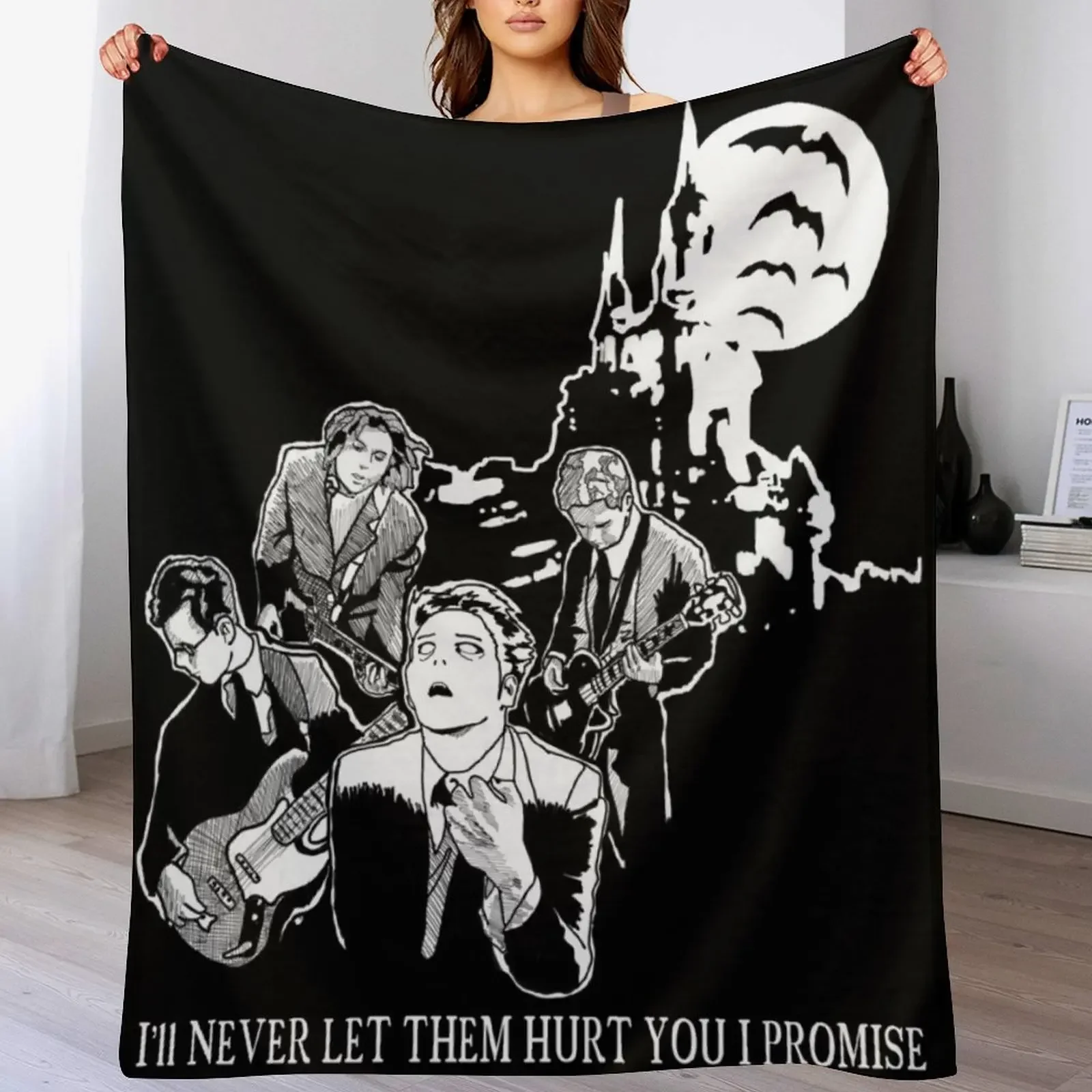 Vampires Will Never Hurt You Manga Style Throw Blanket Men's Soft Warm Throw Blanket for Couch