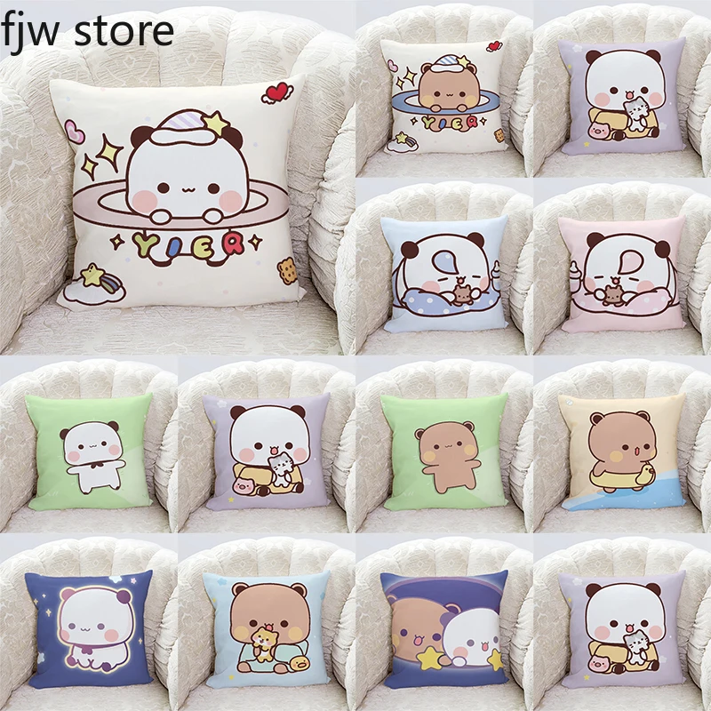 Kawaii Panda Bubu and Dudu Print Pillow Cases Cute Cartoon Anime Sofa Cushion Covers Bedroom Room Pillow Cases Home Decor Gifts