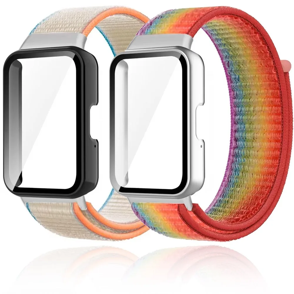 Conjunto de duas peças de nylon confortável banda correa e capa para samsung galaxy fit 3 filme temperado à prova de explosão para samsung fit 3