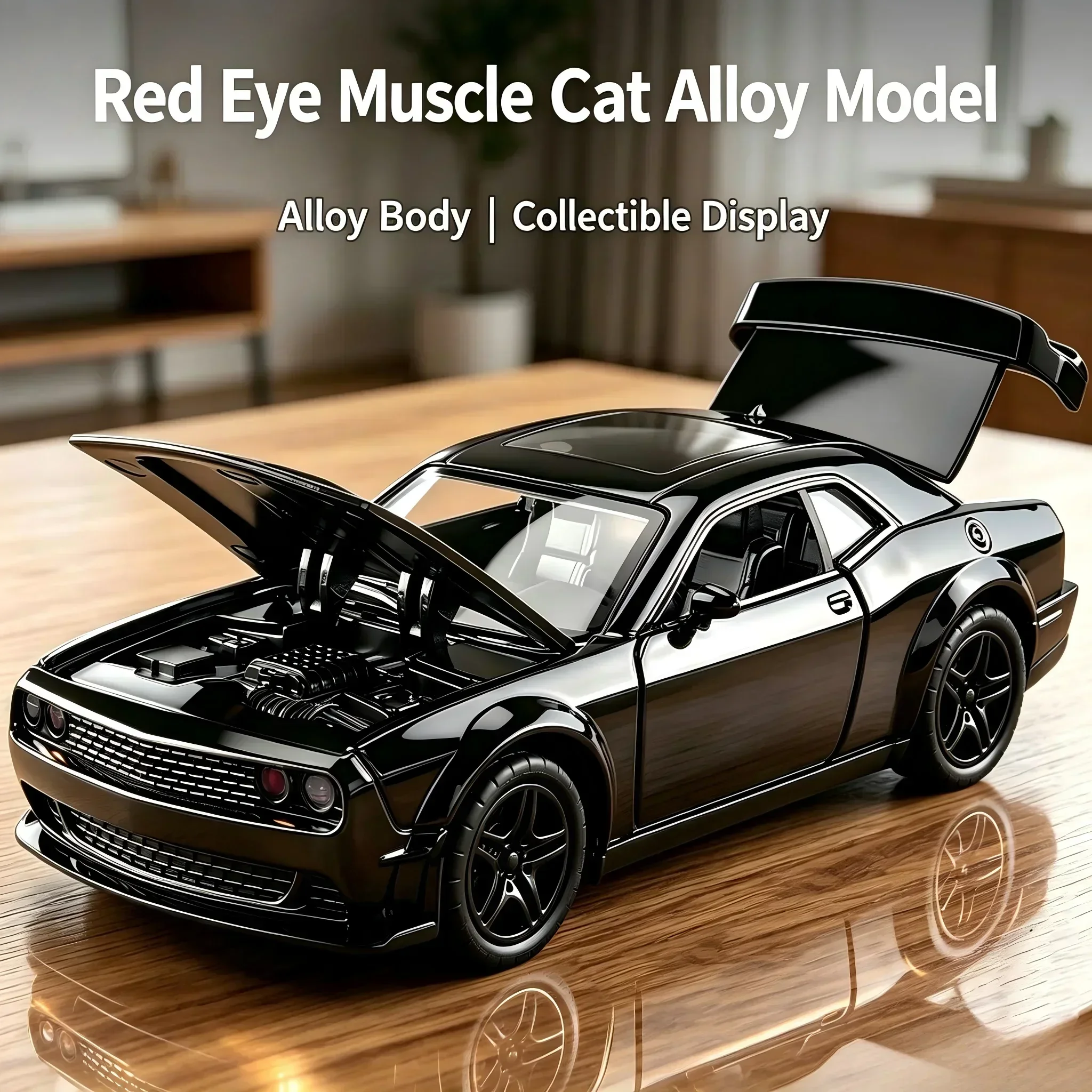 Classic Super Muscle Car Metal Alloy Diecast Model Pull Back Structure Open Doors Scale Hobby Vehicle High end Gift Office Table