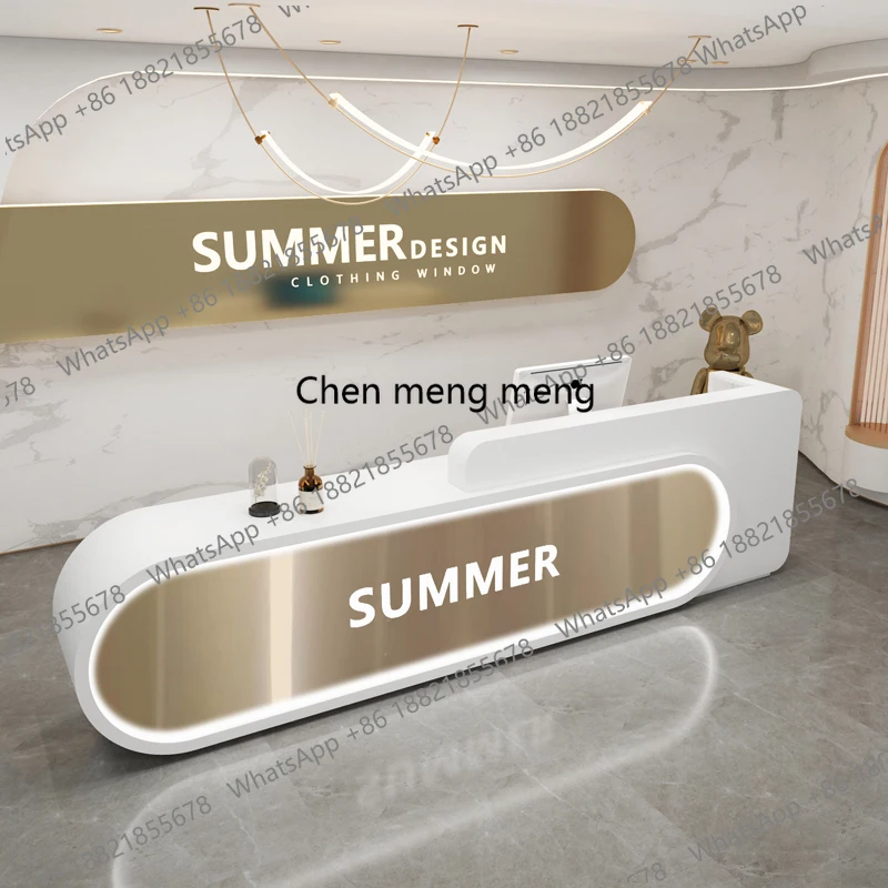 

Угловые изогнутые стойки ресепшн: минималистичный дизайн, для салонов красоты, простые современные стойки для приёма гостей