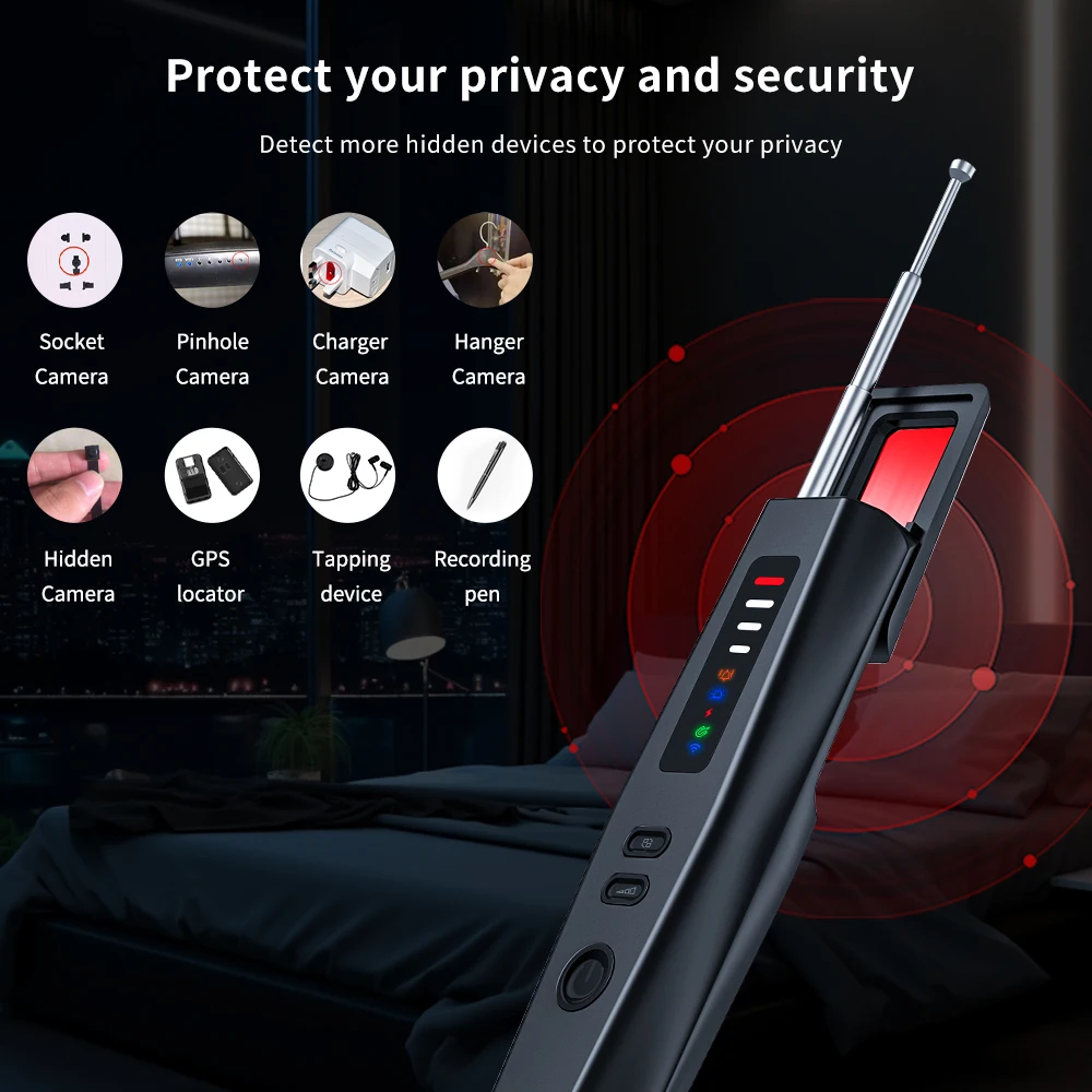 

Hidden Camera Detector, Infrared Scanning, GPS & Eavesdropping Detection, Adjustable Sensitivity, for Hotel/Car/Room Privacy