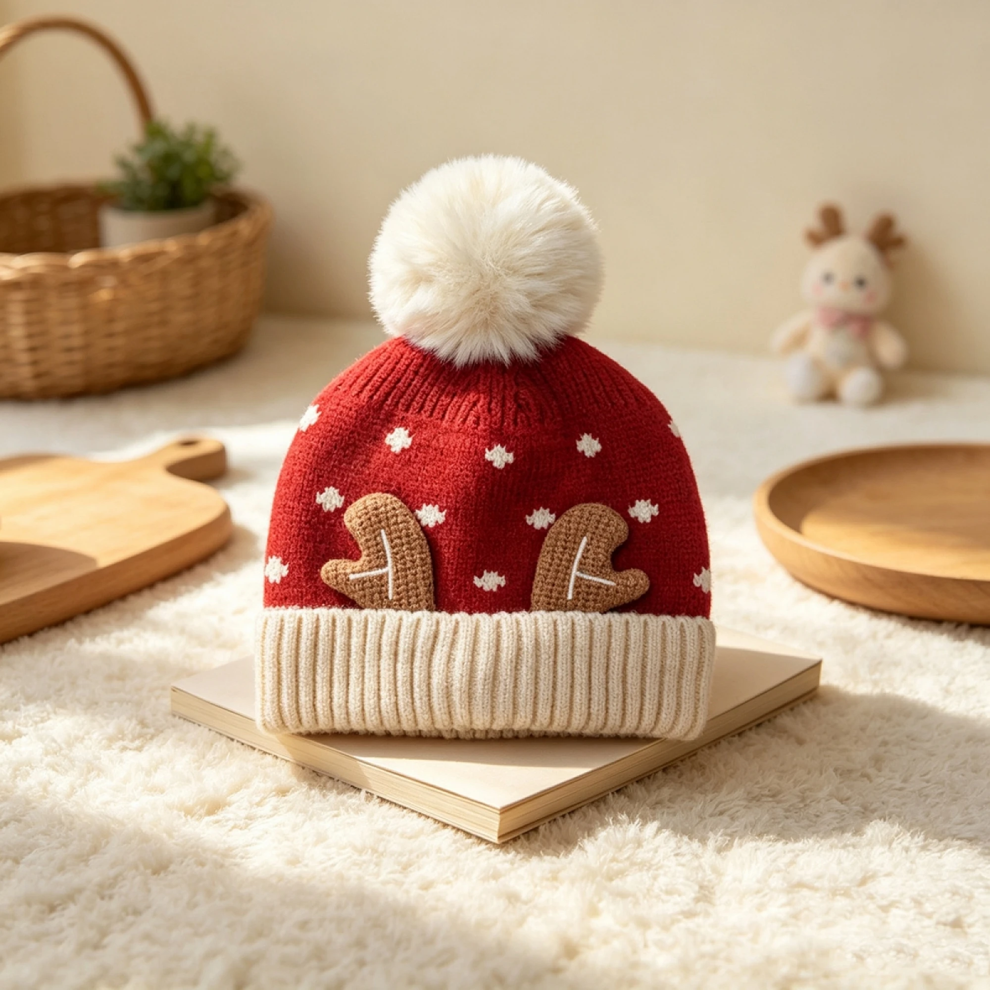 Kids' Reindeer & Snowflake Knit Hat — product detail 7