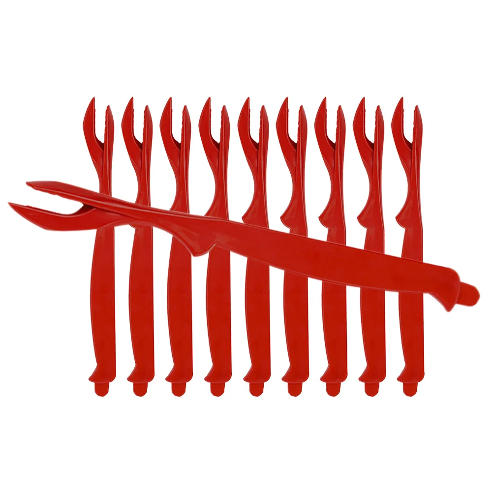 

10pcs Plastic Crab Forks Seafood Eating Tools, Lobster Shell Peeling Fork, Kitchen Crab Eating Supplies, Household Seafood Fork