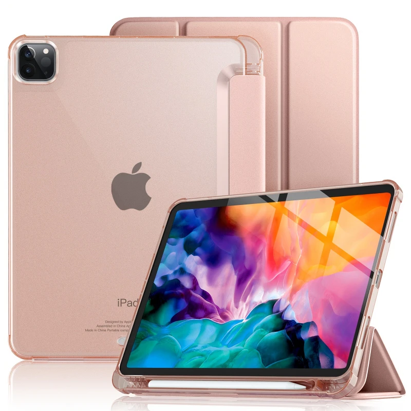 Trị Gấp Mềm Mại Ốp Lưng TPU Vỏ Bảo Vệ Cho IPad Pro 11 Inch 1st 2nd 3rd 4th Thế Hệ Máy Tính Bảng ốp Lưng Với Bút Chì