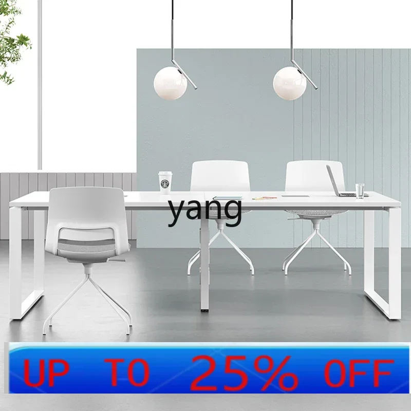 LH white conference table training table office table and chair combination simple modern