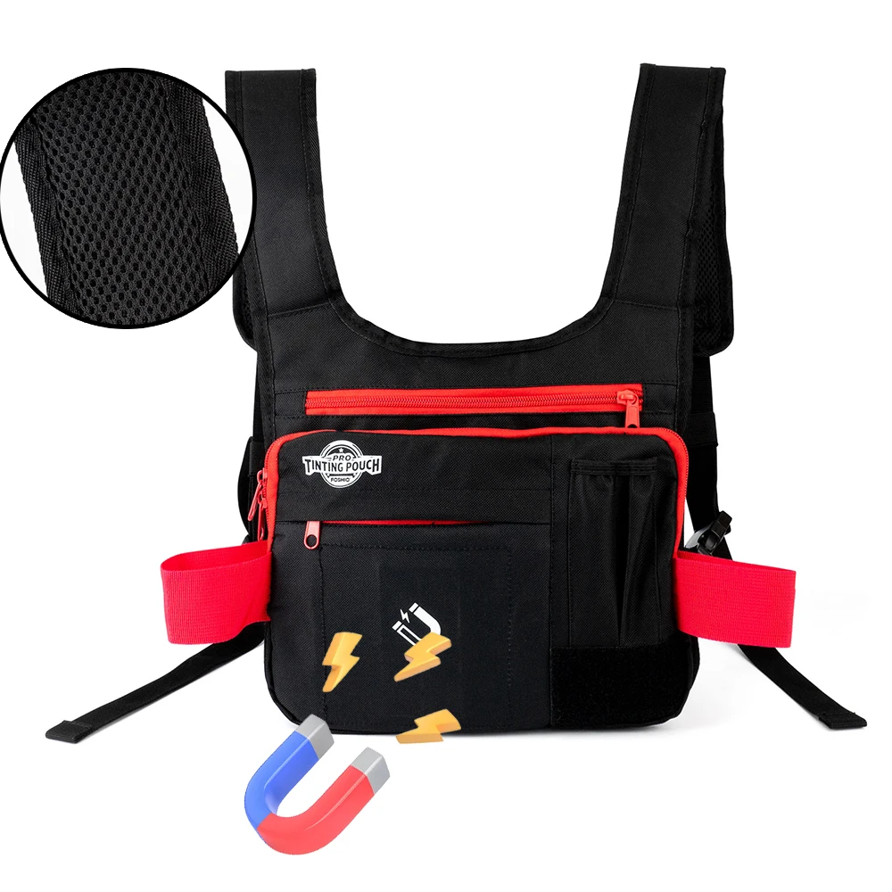 EHDIS Waterproof Nylon Chest Bag with Strong Magnet Car Wrap PPF Tool Holder Multifunctional Work Tool Bag with Adjustable Strap