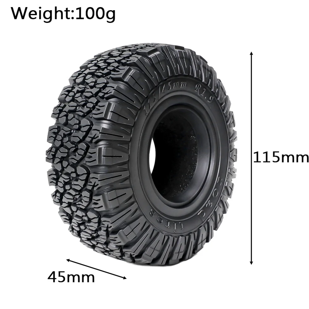 4 sets of 115 * 45mm universal tire skin suitable for 1/10 climbing car, 1.9 inch ko2 simulation tire SCX10 TRX4 easy to control