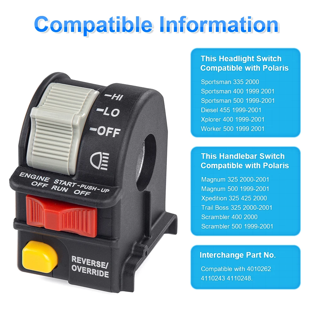 

4010262 4110243 4110248 Handlebar Switch Assembly For Polaris Sportsman Magnum Diesel Xplorer Worker Scrambler Xpedition
