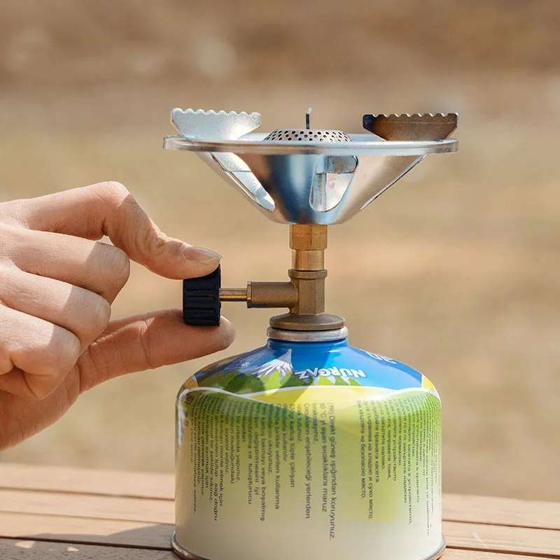 ‌ Estufa de Camping portátil a prueba de viento, quemador de Gas GLP de alta potencia para exteriores, utensilios de cocina integrados, acero inoxidable, 220g