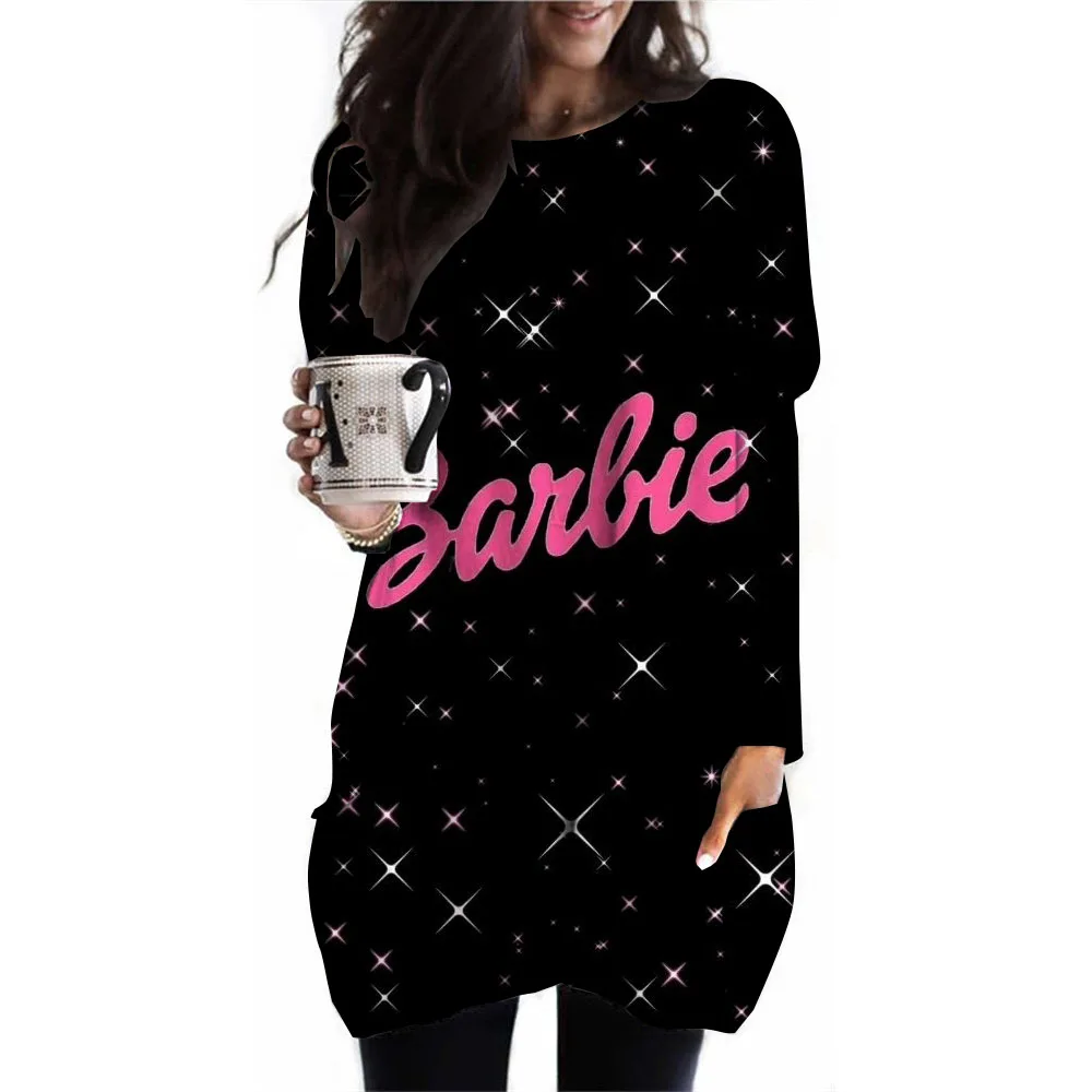 Autumn/Winter Women\'s Hoodie Barbie Princess Printed Fashion Casual Christmas Printed Women\'s Round Neck Sweater Hoodie