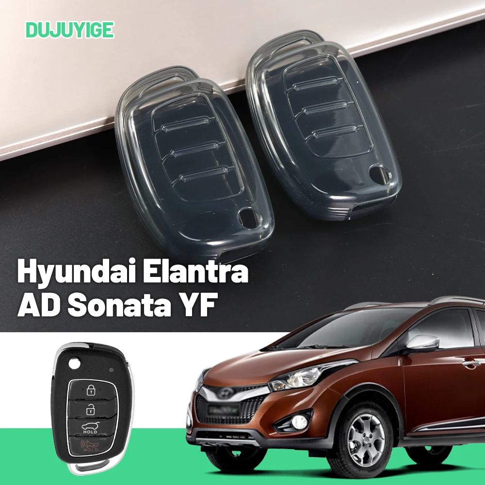 Clear TPU Car Key Case For Hyundai Elantra AD Sonata YF Sonata LF I10 BA Key Fob Cover Protector Shell Auto Accessories