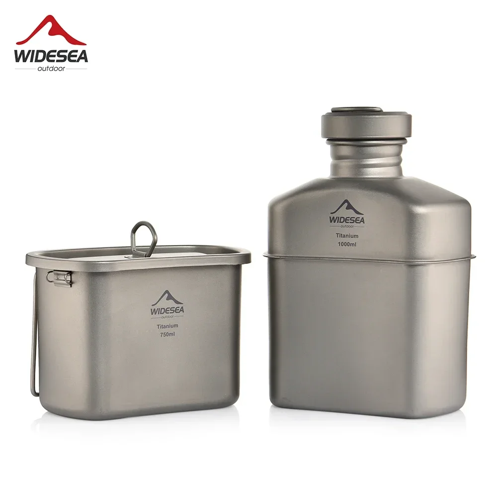 

Widesea Camping Titanium Dinner Lunch Box Set Outdoor Bottle Cookware Cup Travel Tableware Bowler Tourist Kitchen Pot Equipment