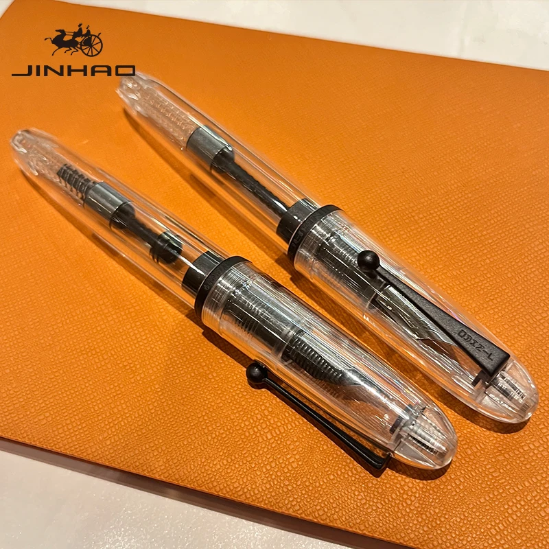 Jinhao 9019 Füllfederhalter Dadao Serie Transparent mit Schwarzem Rand Feine Spitze Großer Konverter Glattes Schreibgerät – Detail 6