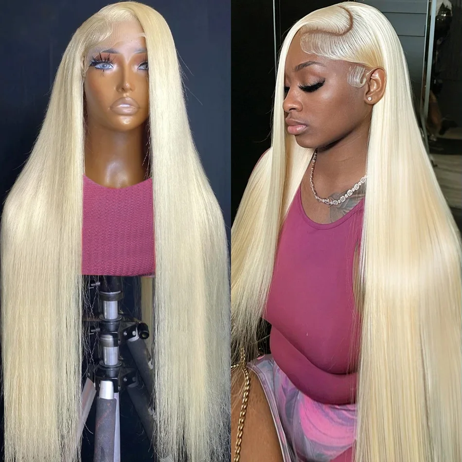 13x6 613 HD Lace Front Wig Bone Straight Colored Tranaparent Lace Frontal Wigs 30 32 Inch 13x4 Blonde Lace Human Hair Wig