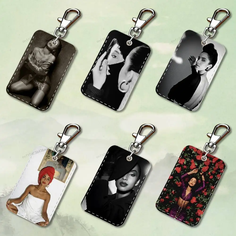 

Singer S-Sade A-Adu HOT Rectangle Card Case Keychain Access Card Bag Key Tag Ring Leather Card Holder Key Ring Access