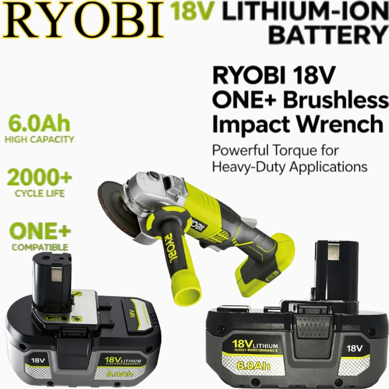 Ryobi Battery 18V 6Ah Low Self‑Discharge Battery P104 P109  RYOBI ONE+ Drill Driver Reciprocating Saw Home & Garden Power Tools