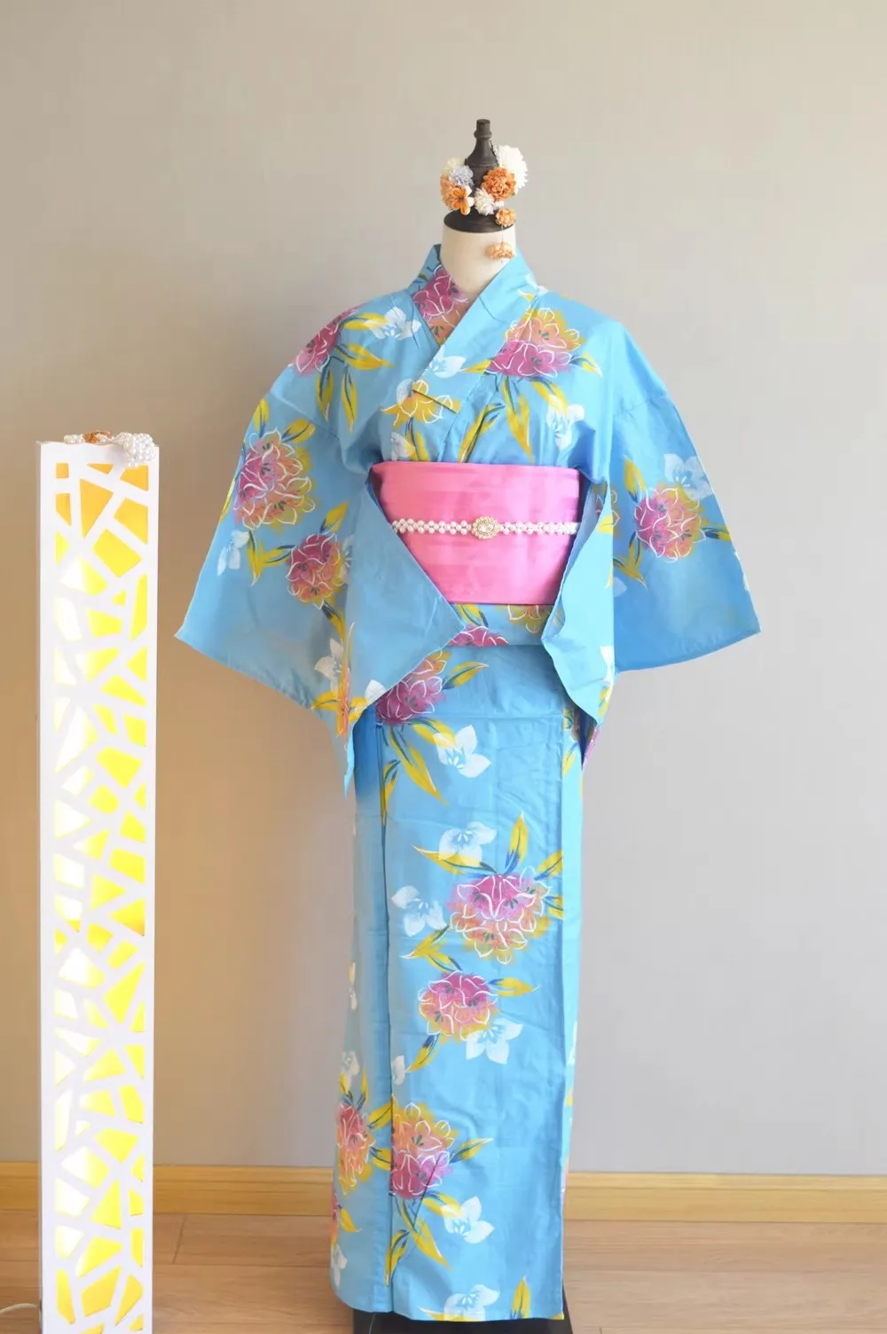

Blue Lily Yukata – Japanese Cotton Summer Kimono Dress for Women & Teens