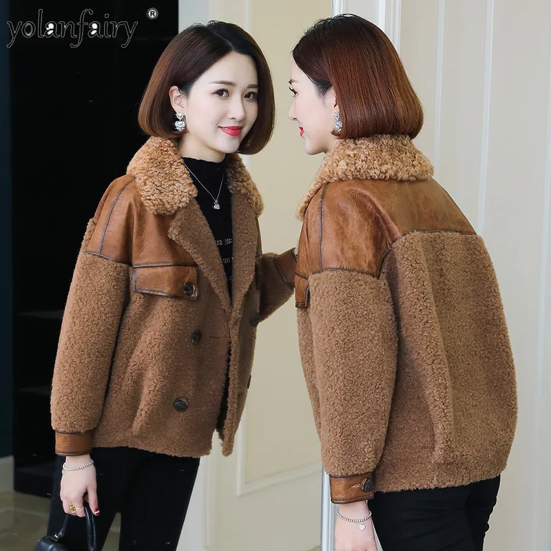 Sheep Fleece Women's Fur Coat 2023 Winter New in Outwears Women Short Pure Wool Fur Jacket SheepSkin Pellet Lamb Fur Top FCY4927