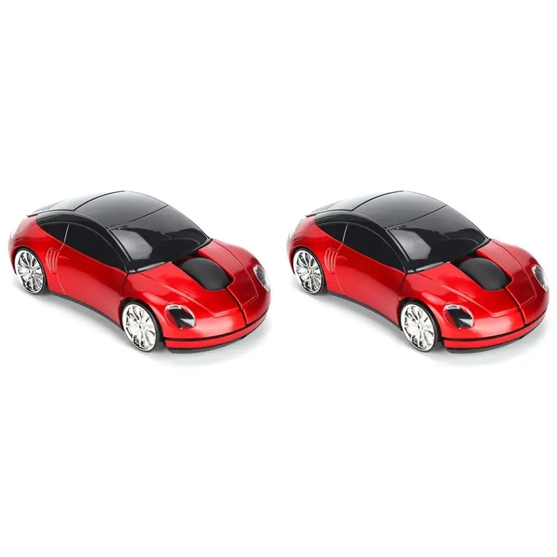 2X Wireless Mouse Car Mouse Wireless Mouse Car Shape Ergonomic Optical Cordless Mice With USB Receiver Mause