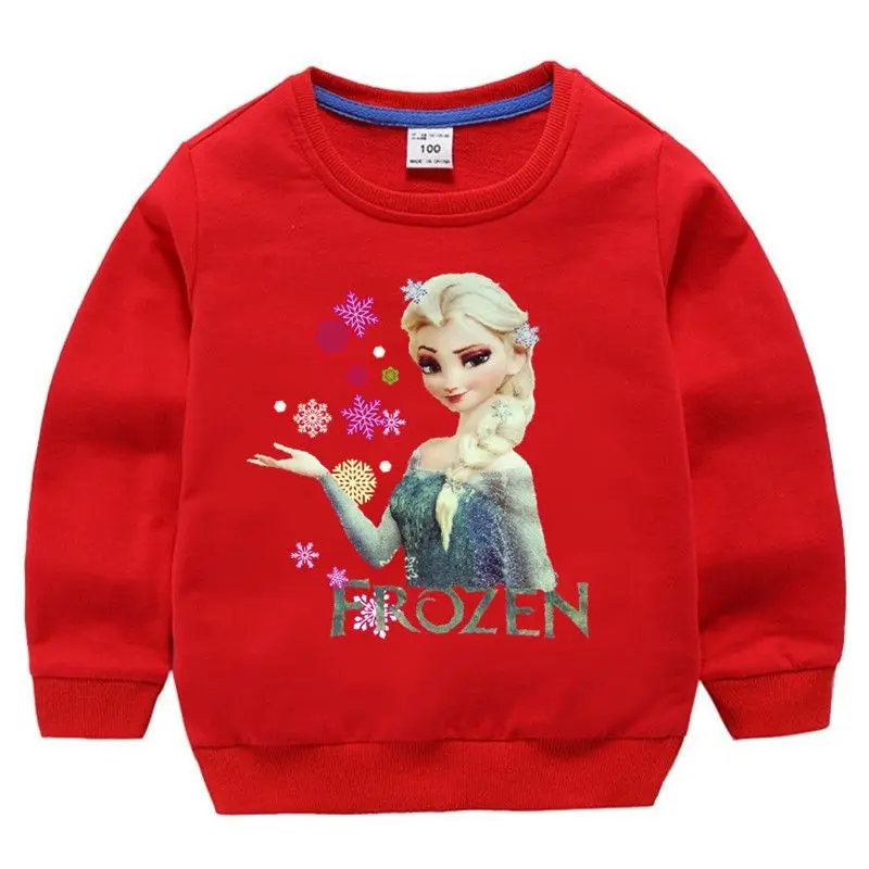 Girls Cartoon Princess T-shirt Autumn Kids Fashion Bottoming Shirts Baby Girl Party Long-sleeved Cotton Aisha Elsa Clothes