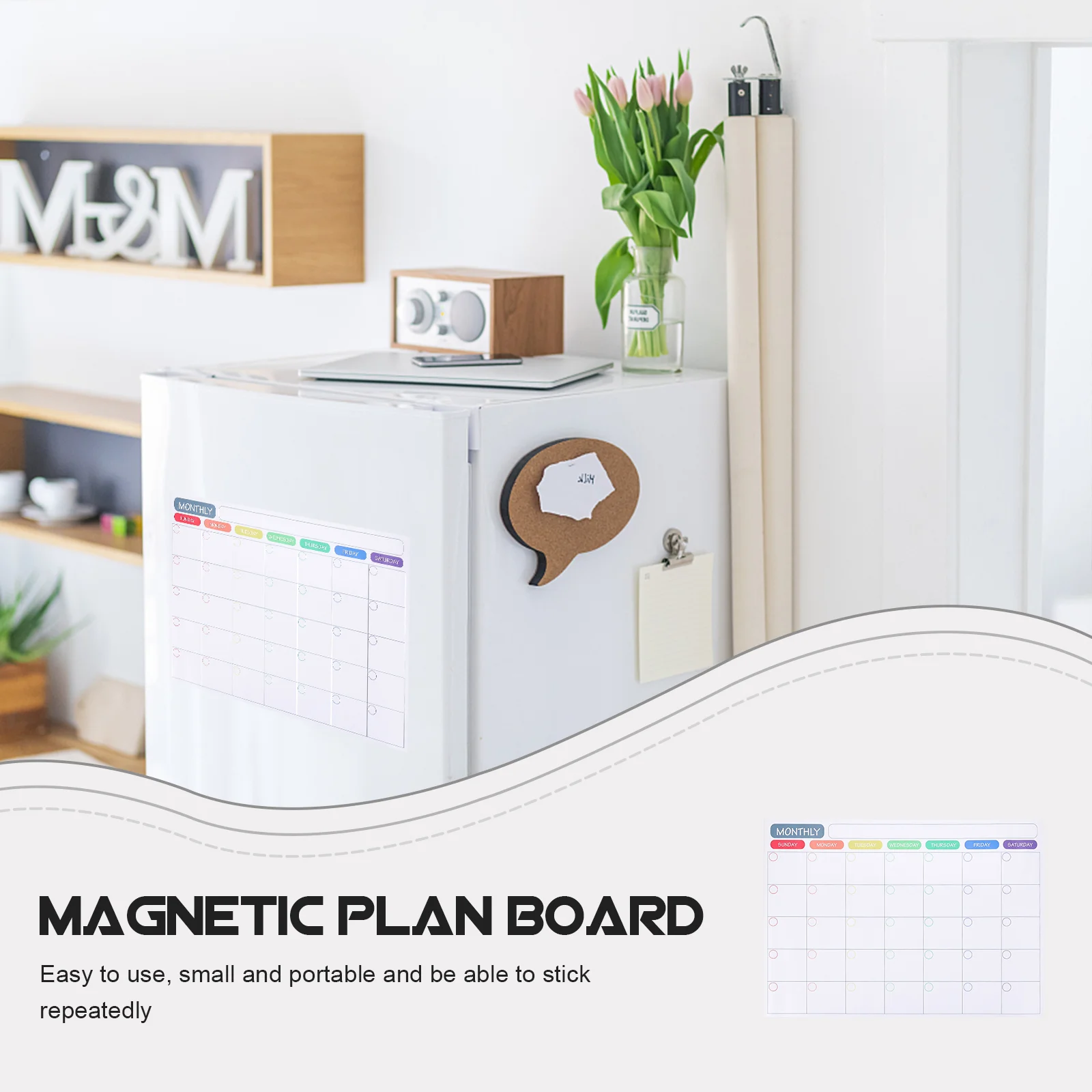 Magnetic Fridge Calendar Dry Erase Board PET Material Adorable Pattern Mini Letterboard Remind Schedule Reusable Memo Pad