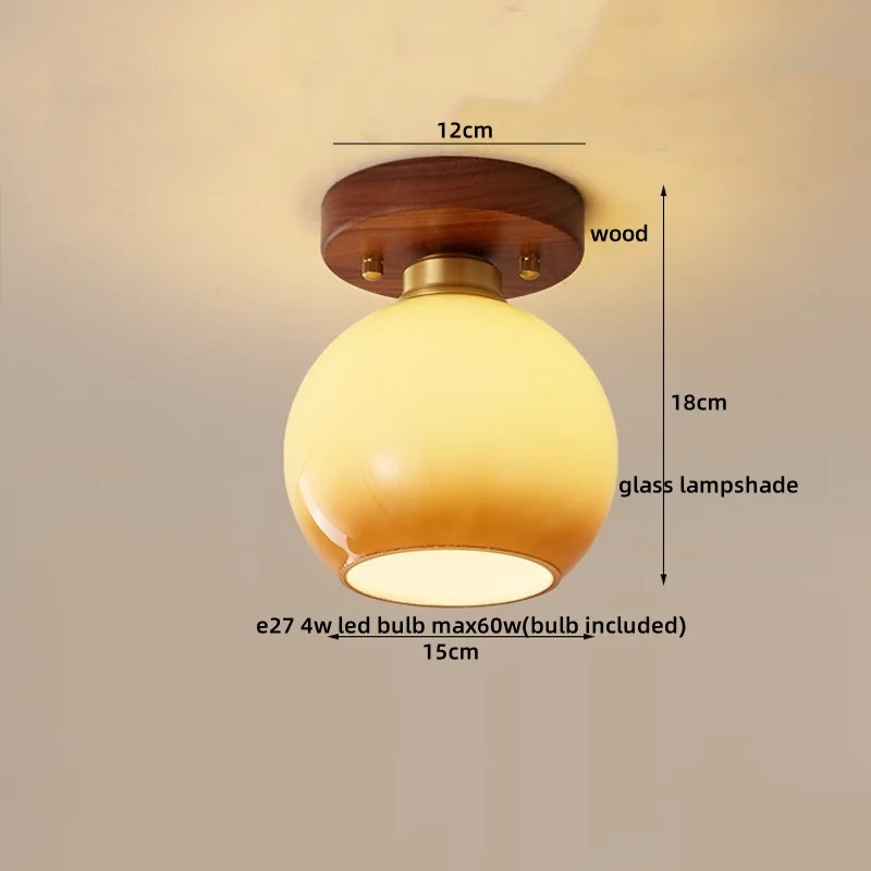 IWHD Home Decor LED Ceiling Light Fixtures Glass Wood Balcony Living Room Restaurant Indoor Lighting Nordic Ceiling Lamp Avize