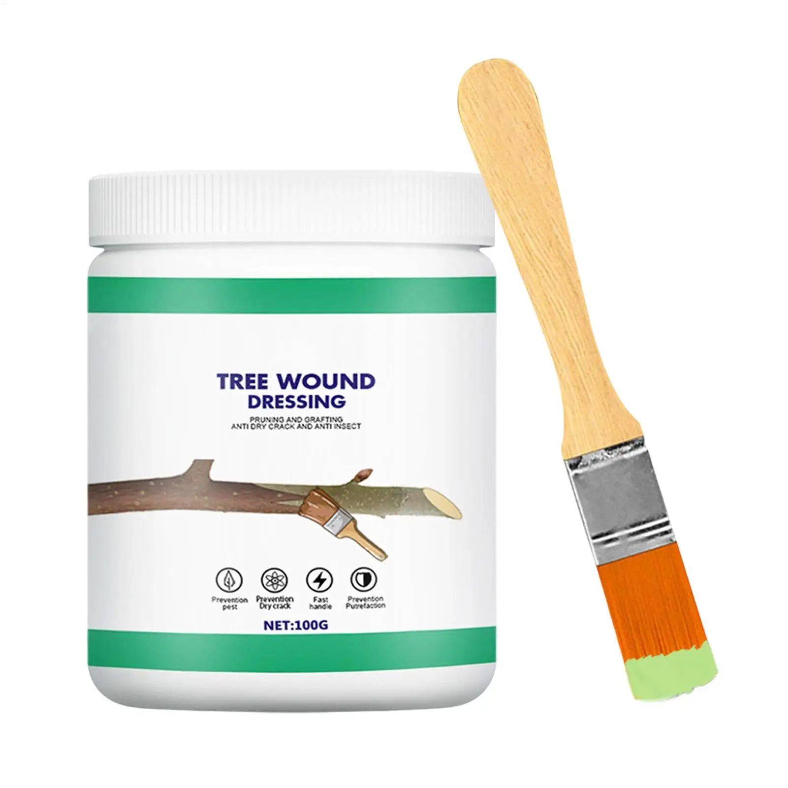 

Паста-герметик для деревьев после обрезки, 100 г, с кисточкой, натуральная, для защиты растений, краска для обрезки, для защиты и ухода за поврежденной корой