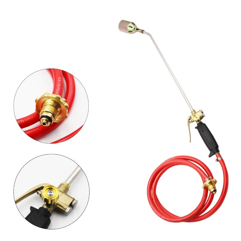 Bruciatore per erbacce con cannello a propano ABGR, cannello per soffiaggio a tre valvole, con tubo da 98,42 pollici (circa 250 cm), controllo della fiamma regolabile