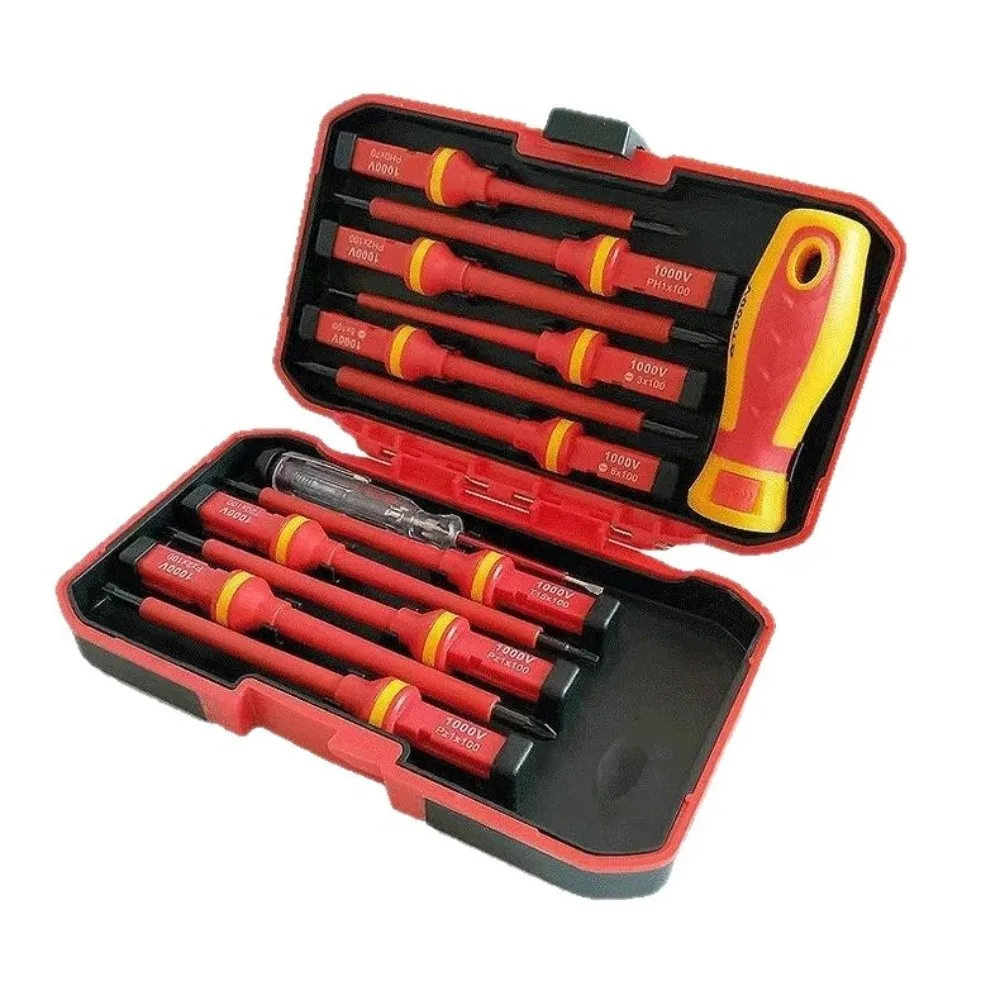 1000V Insulated Insulated Screwdriver Set Magnetic Tip Slotted Phillips Pozidriv Torx Safety Screwdriver Kit Changeable Bits