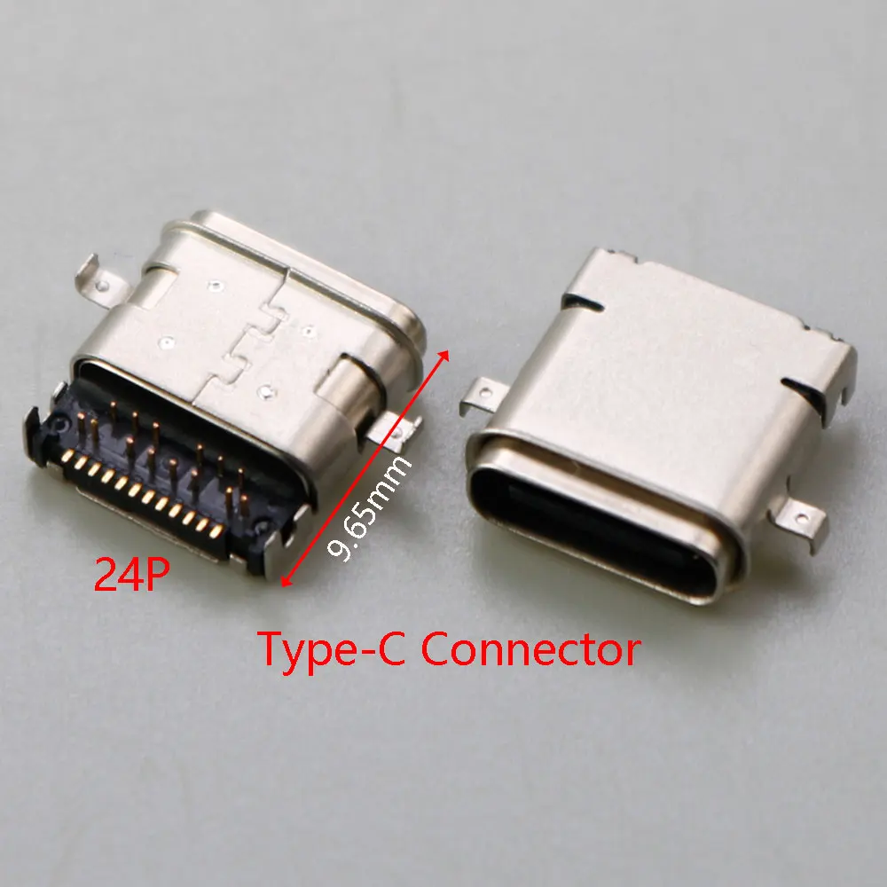 Waterproof female socket USB connector type-c female socket 24P sinking plate 1.4 type front plug and rear sticker length 9.65mm