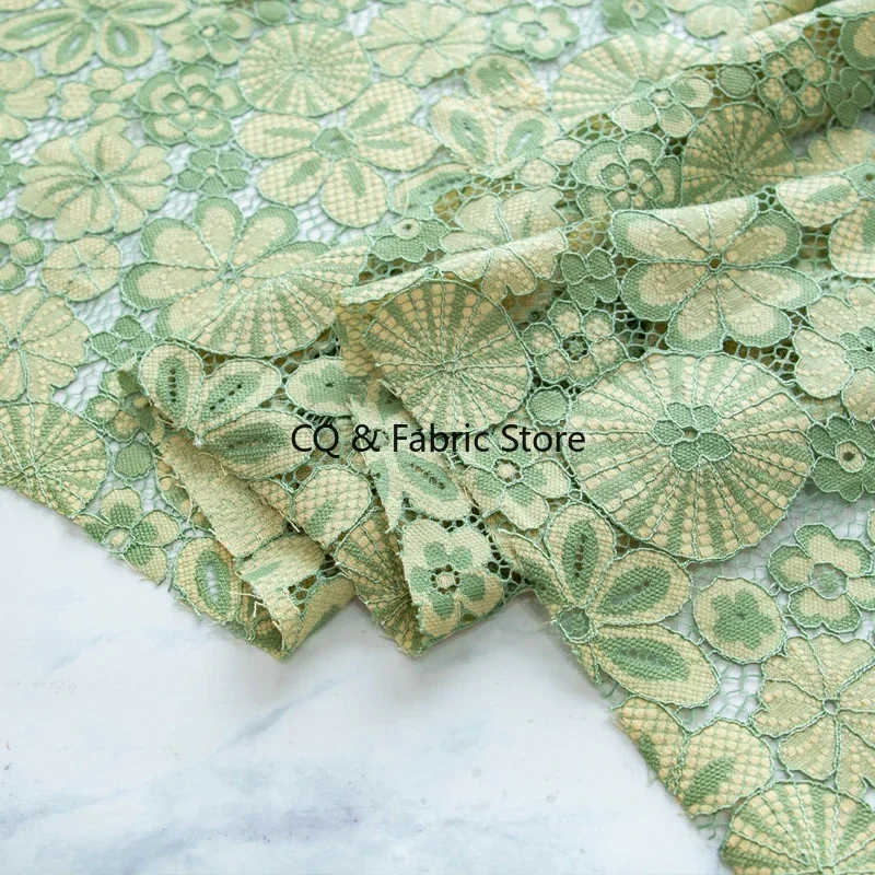 Tessuto di pizzo morbido Tessuto di maglia ricamato cavo verde per abiti Cheongsam Accessori fai da te