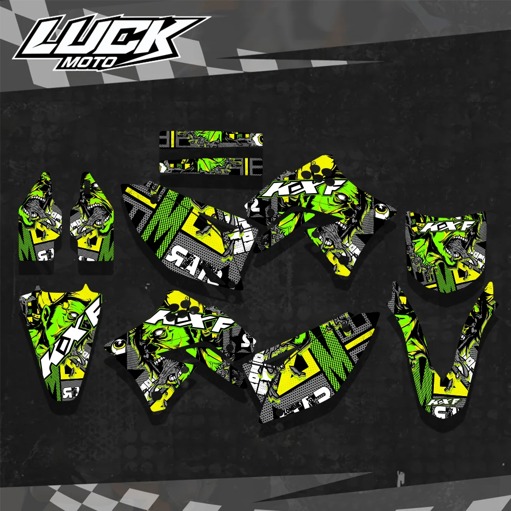 For Kawasaki KX250F KXF250 KXF 250 KXF 2009 2010 2011 2012 Full Graphics Decals Stickers Motorcycle Background Custom Number